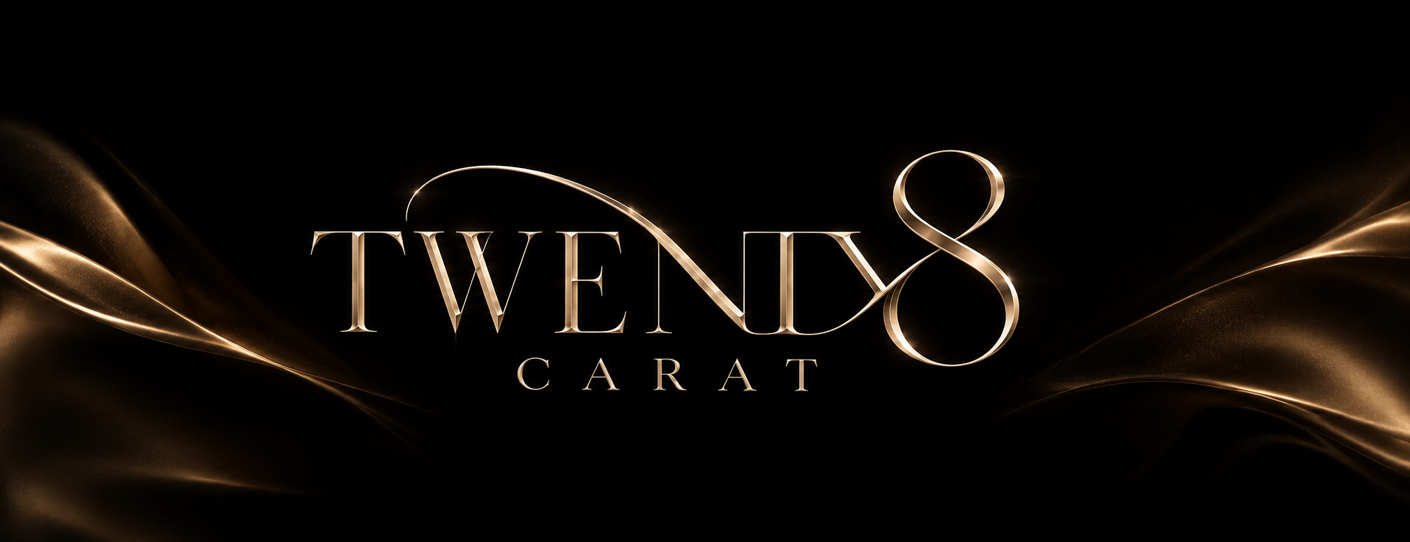 TWENTY 8 CARAT gold signature logo on black